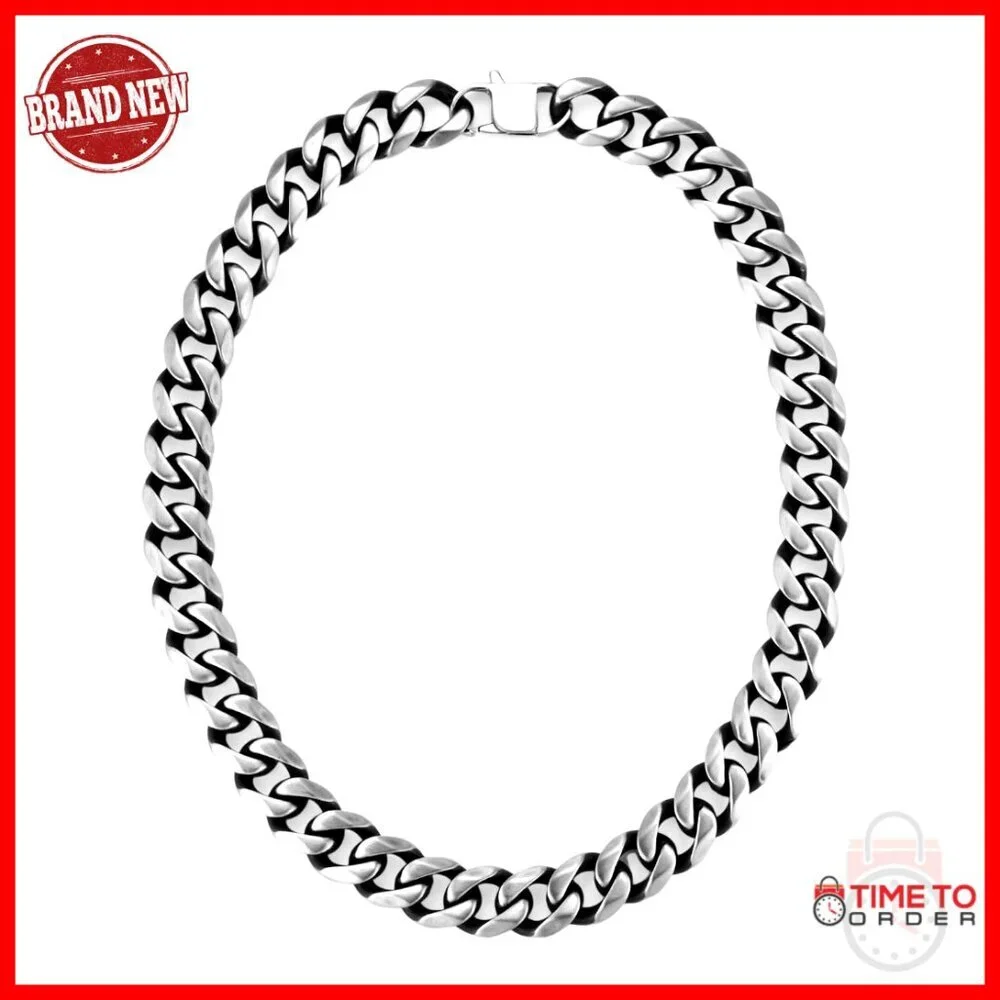 Stainless Steel Chunky Cuban Link Chain Necklace 18MM Wide Heavy Punk Rock